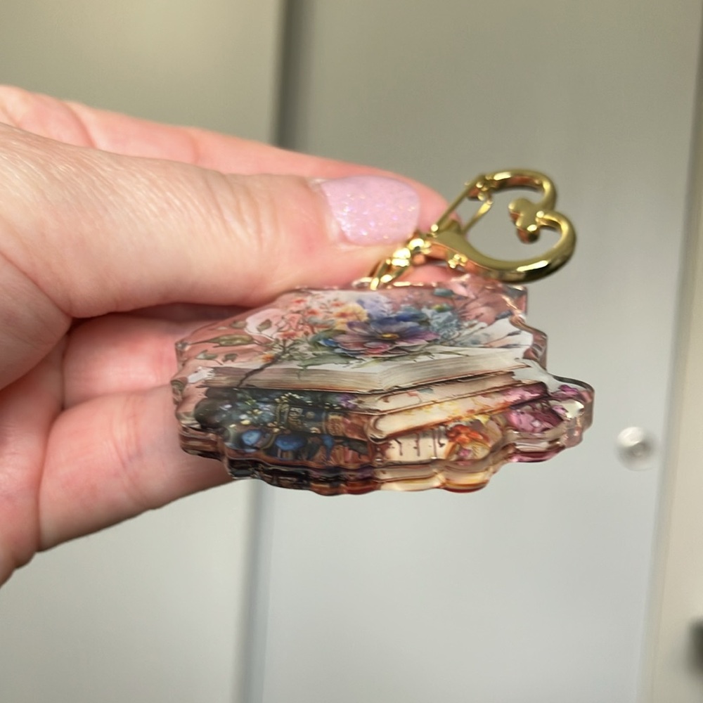 Floral Book Stack Keychain - Picture 6 of 6